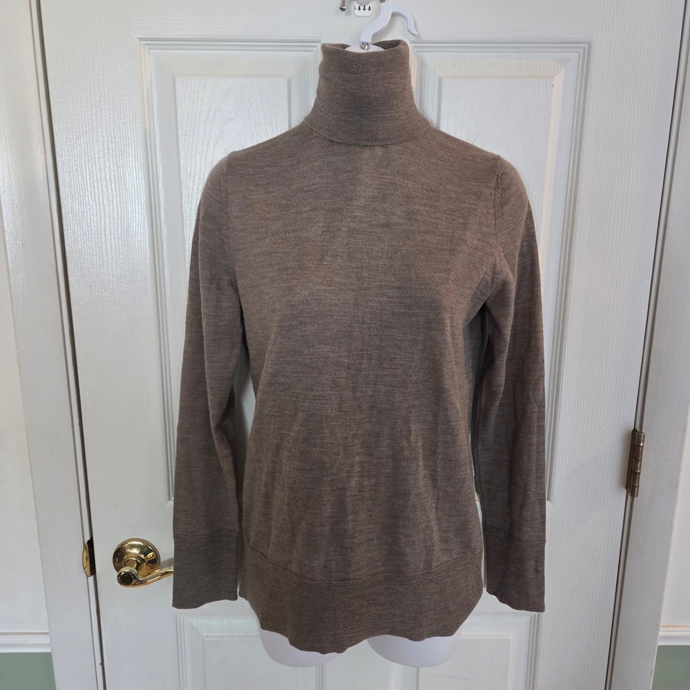 Max Mara Leisure Pure New Wool Turtleneck Sweater Taupe Brown Womens Long Sleeve